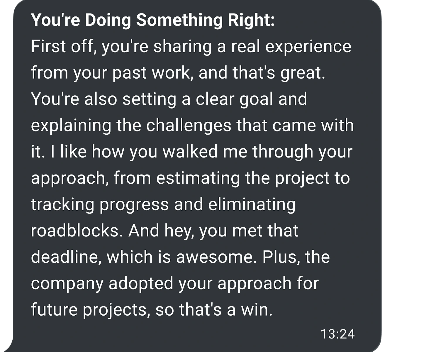 Detailed feedback on your interview answer