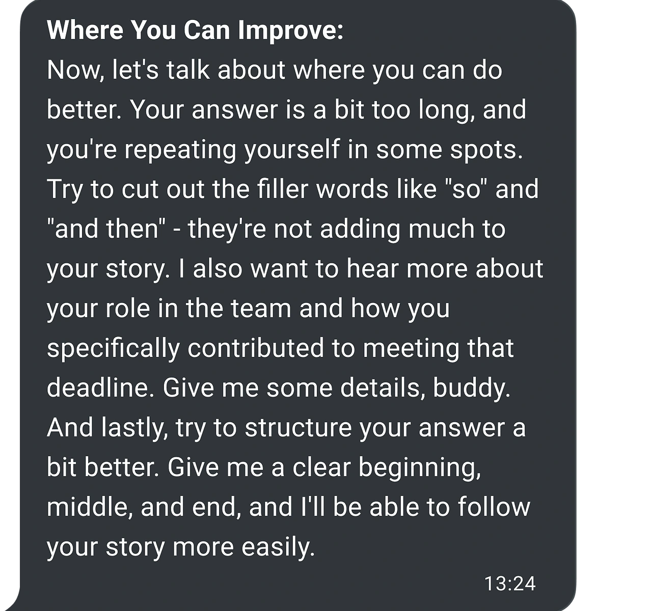 Personalized feedback on your answer